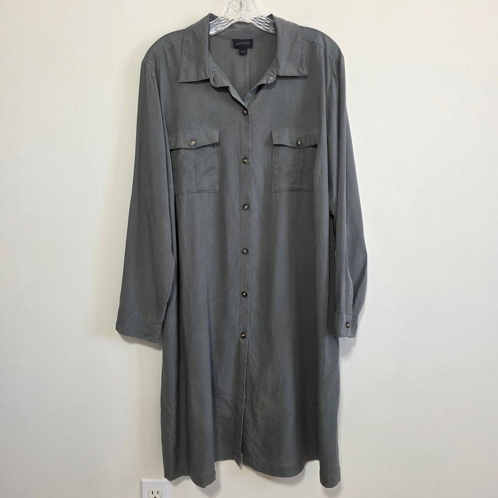 J. Jill WearEver Collection Womens Button Up Long Sleeve Shirt Dress Size XL